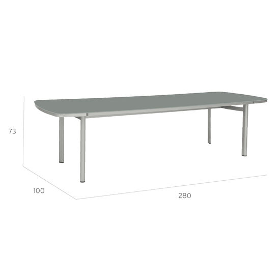 Temper Table Anodised 280 x 100 with glass top