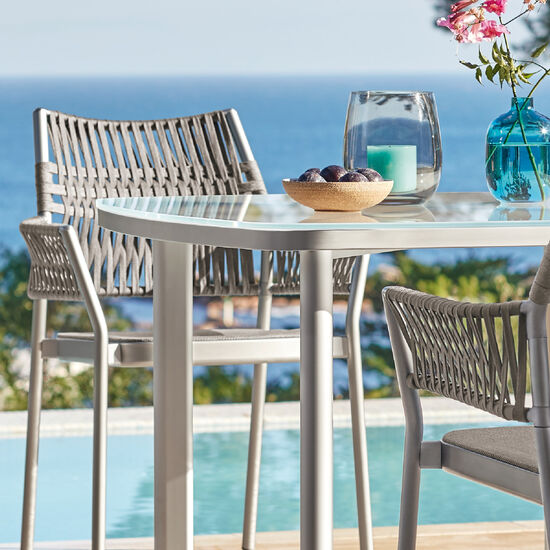 Temper Table Anodised 280 x 100 with glass top