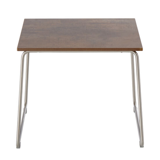 Pan Side Table Stainless Steel 48 x 48, HPL Patina Grey-Brown