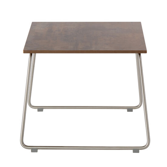 Pan Side Table Stainless Steel 48 x 48, HPL Patina Grey-Brown