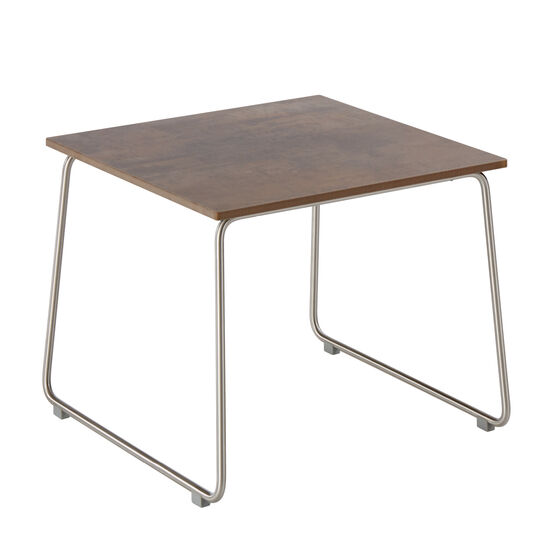 Pan Side Table Stainless Steel 48 x 48, HPL Patina Grey-Brown