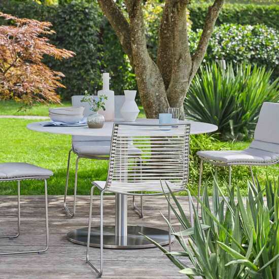 Ronda Single-Pedestal Table Ø 120 Ceramic Marble White