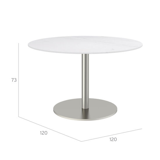 Ronda Single-Pedestal Table Ø 120 Ceramic Marble White