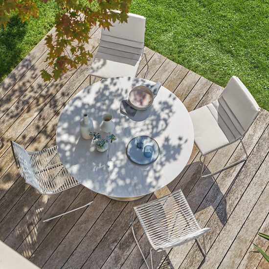 Ronda Single-Pedestal Table Ø 120 Ceramic Marble White