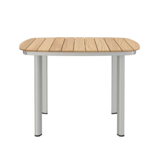 Temper Table Anodised Aluminium 105 x 105 with teak top