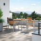 Temper table Anodised Aluminium 105 x 105 with teak top