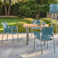Temper Table Anodised Aluminium 105 x 105 with teak top