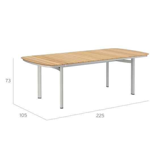 Temper Table Anodised Aluminium 225 x 105 with teak top