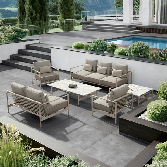 Loreto Two-Seater incl. cushions in the design Sinfonia Gris