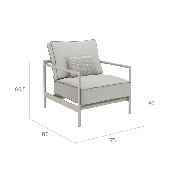 Loreto Armchair incl. cushions in the design Sinfonia Gris