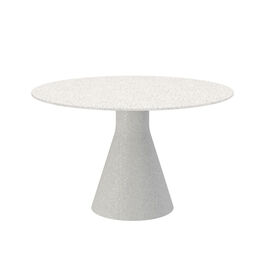 Namur Single-Pedestal Table lightweight concrete round 120 table top terrazzo mosaic