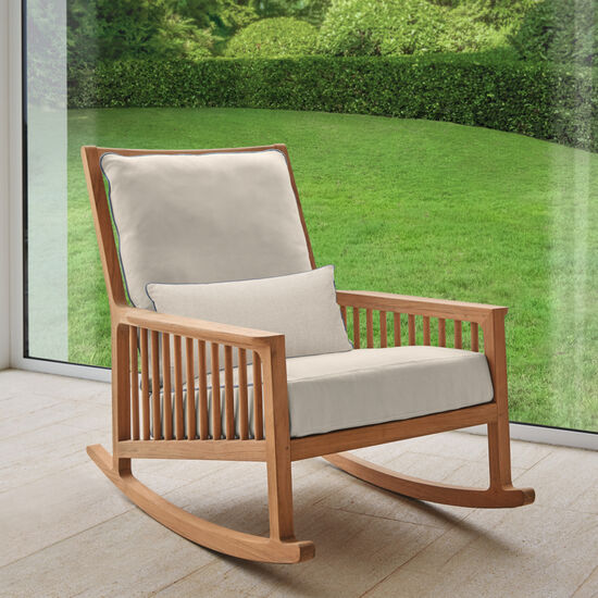 Newhaven Rocking Chair incl. cushion in the design "Linum/seams Indigo"