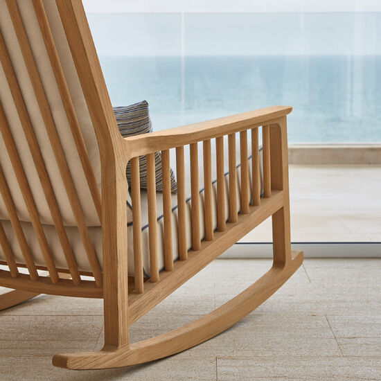 Newhaven Rocking Chair incl. cushion in the design "Linum/seams Indigo"