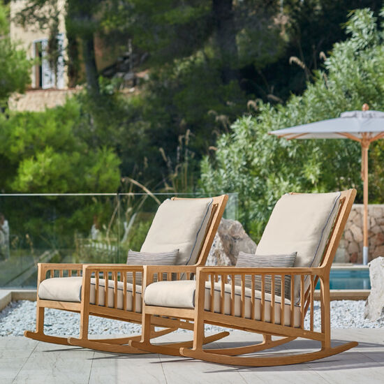 Newhaven Rocking Chair incl. cushion in the design "Linum/seams Indigo"