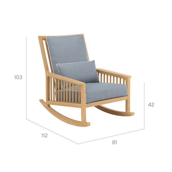 Newhaven Rocking Chair incl. cushion in the design "Indigo/seams Linum"