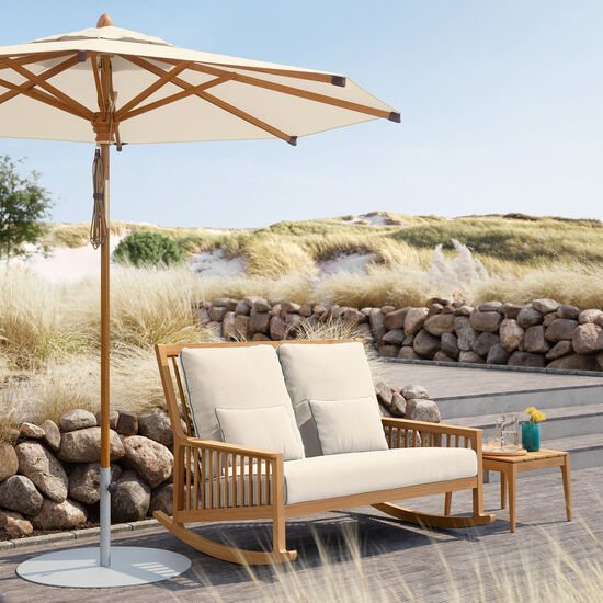 Newhaven Rocking Chair Two-Seater incl. cushion in the design "Linum/seams Indigo"