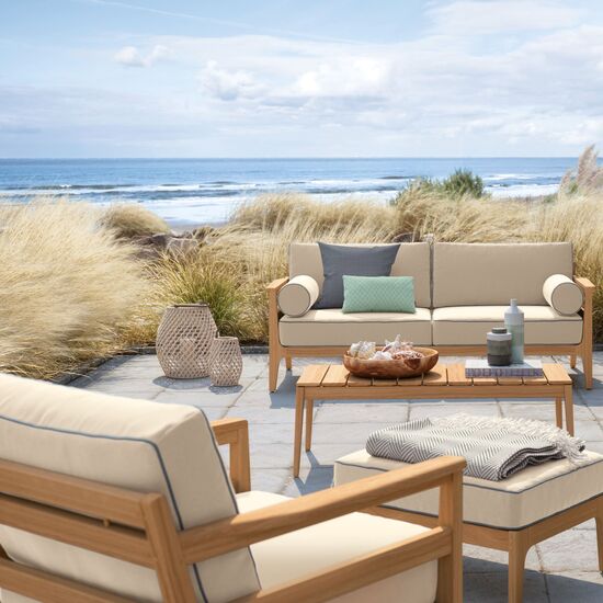 Newhaven Armchair incl. cushion in the design "Linum/seams Indigo"