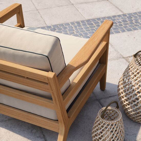 Newhaven Armchair incl. cushion in the design "Linum/seams Indigo"