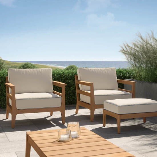 Newhaven Armchair incl. cushion in the design "Linum/seams Indigo"