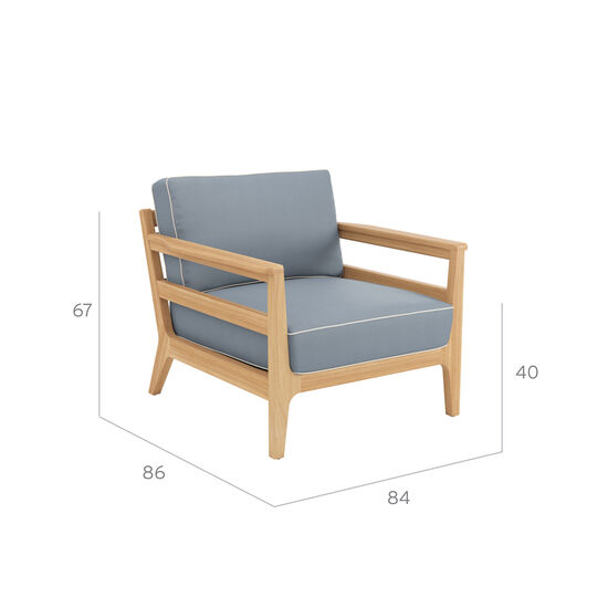 Newhaven Armchair incl. cushion in the design "Indigo/seams Linum"