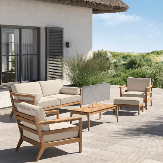 Newhaven Two-Seater incl. cushion in the design "Linum/seams Indigo"