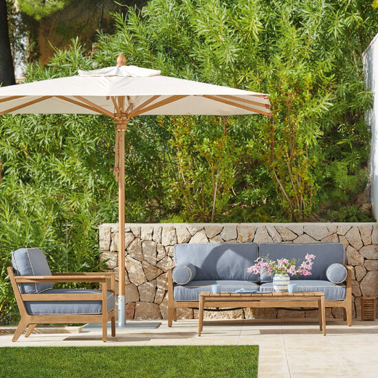 Newhaven Two-Seater incl. cushion in the design "Indigo/seams Linum"