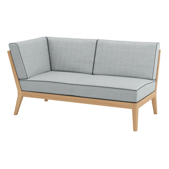 Valencia Lounge Chaise Longue with armrest right in the design "River/seams Baltic"