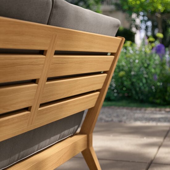 Valencia Lounge Chaise Longue with armrest right in the design "Stone/seams Taupe"