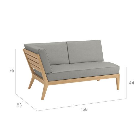 Valencia Lounge Chaise Longue with armrest right in the design "Stone/seams Taupe"