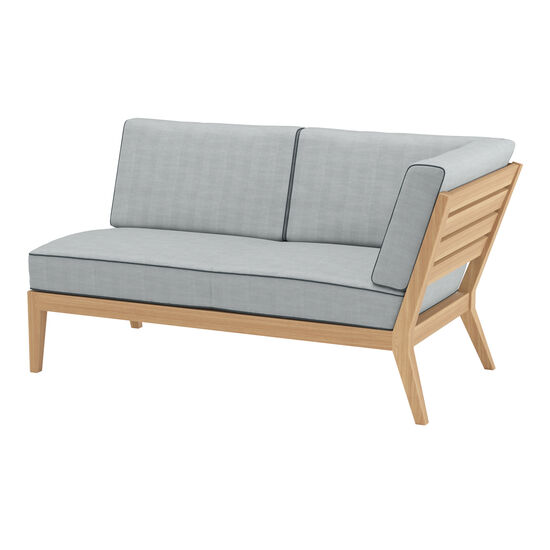Valencia Lounge Chaise Longue with armrest left in the design "River/seams Baltic"