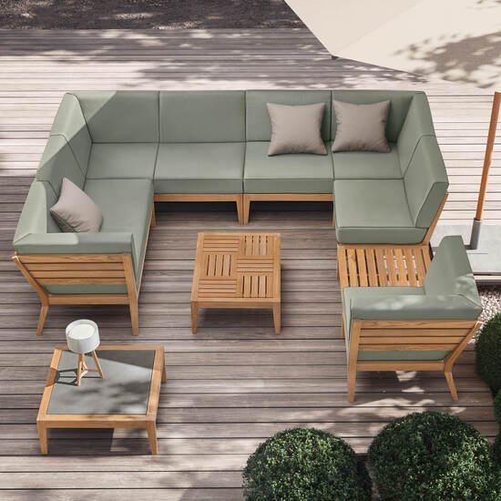 Valencia Lounge Chaise Longue with armrest left in the design "Mineral/seams Taupe"