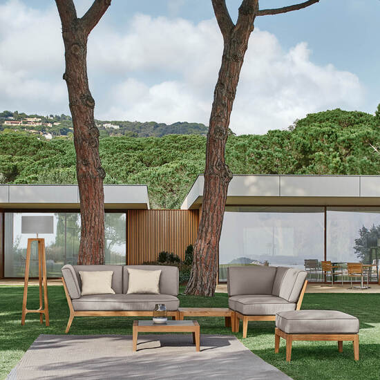 Valencia Lounge Element without backrest in the design "Stone/seams Taupe"