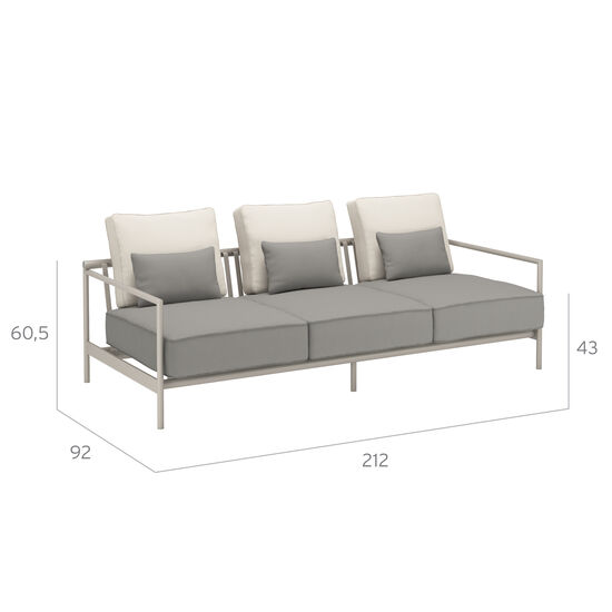 Loreto Three-Seater incl. cushions in the design "Stone/Linum"