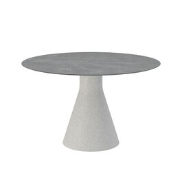 Namur Single-Pedestal Table lightweight concrete round 120 with ceramic top