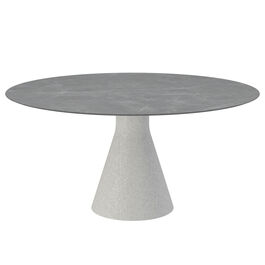 Namur Single-Pedestal Table lightweight concrete round 150 with ceramic top