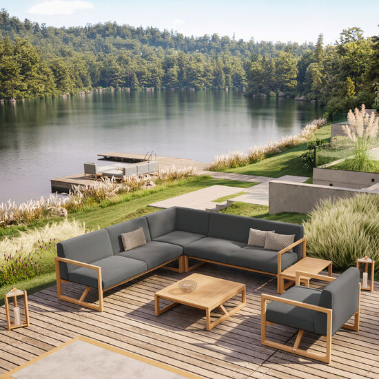 Trey Lounge Sofa with armrest right incl. cushion in the design "Anthracite"