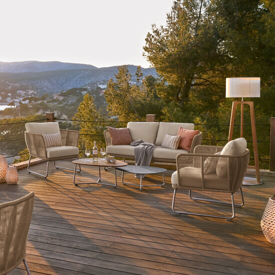 Amari Lounge Two-Seater incl. cushions in the design "Linum"