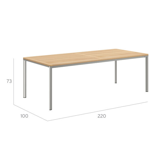 Portland Table Silk Aluminium 220 x 100 with teak top