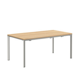 Portland Extending Table Silk Aluminium 165-225 x 90 with teak top