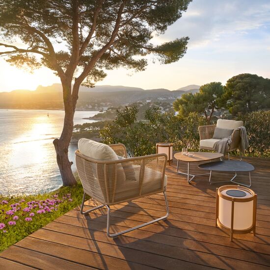 Amari Lounge Armchair incl. cushion in the design "Linum"