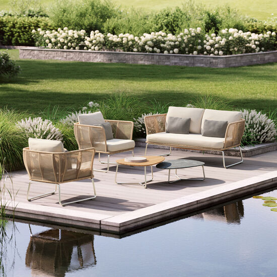 Amari Lounge Armchair incl. cushion in the design "Linum"