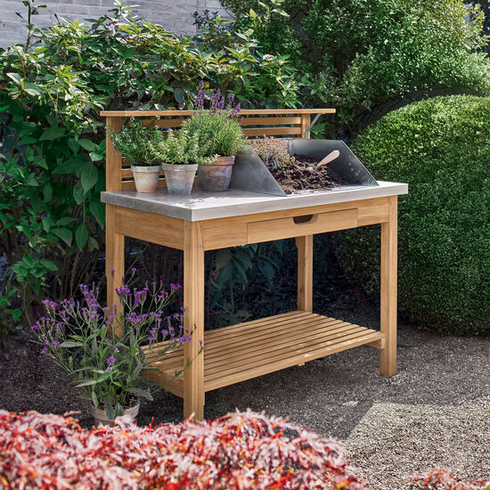 Teak on sale potting table