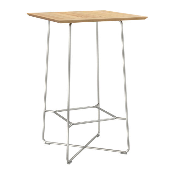 Bar Table 70 x 70 Stainless Steel, Teak