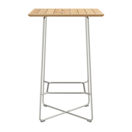 Bar Table 70 x 70 Stainless Steel, Teak