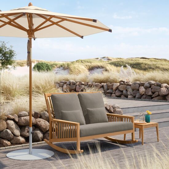 Newhaven Rocking Chair Two-Seater incl. cushion in the design "Stone/ seams Taupe"