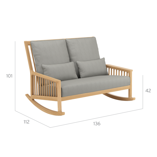 Newhaven Rocking Chair Two-Seater incl. cushion in the design "Stone/ seams Taupe"