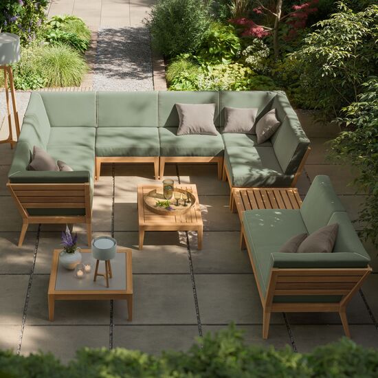 Valencia Lounge Chaise Longue with armrest left in the design "Mineral/Linum"