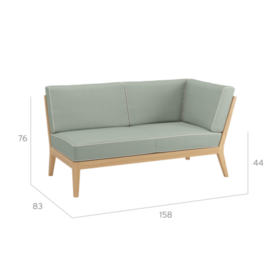 Valencia Lounge Chaise Longue with armrest left in the design "Mineral/Linum"