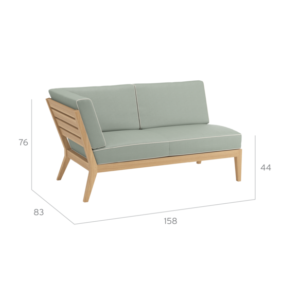 Valencia Lounge Chaise Longue with armrest right in the design "Mineral/Linum"