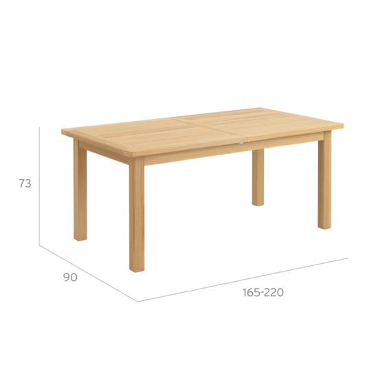 Cornwall Extending Table Teak 165-220 x 90
